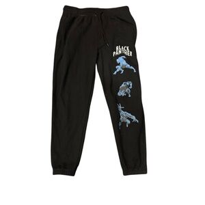 Marvel Sz M Men Graphic Sweatpants Black Panther  Draw String Waist